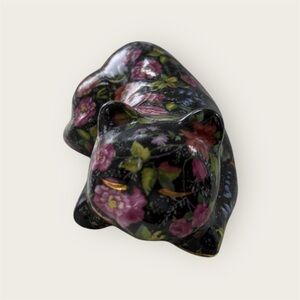 Baum Brothers Formalities floral black porcelain cat figurine vintage